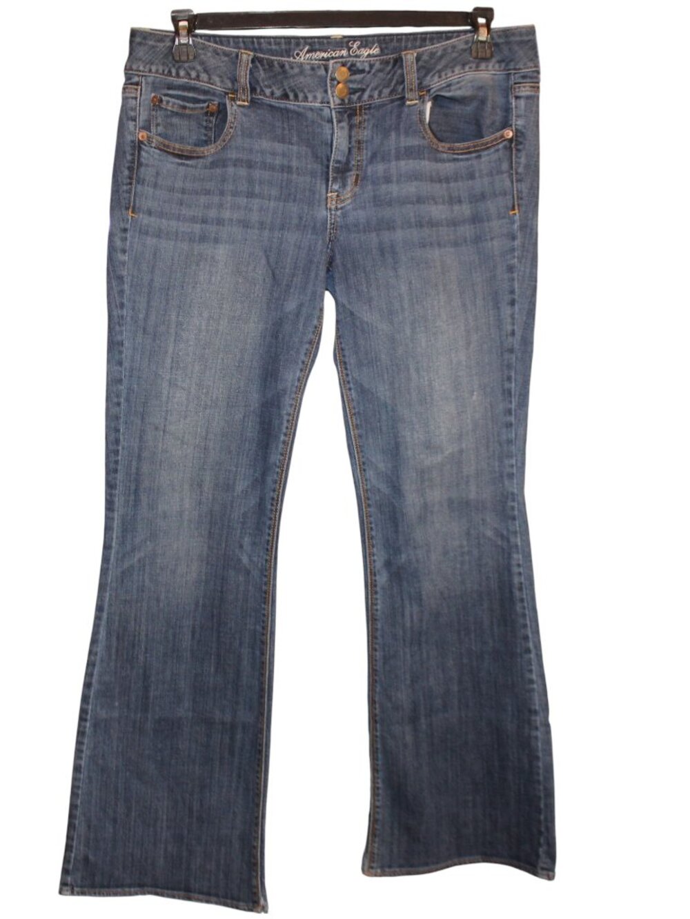 AMERICAN EAGLE Vintage AE Artist Jeans 14 Super Stretch Low Rise Flare Denim '13
